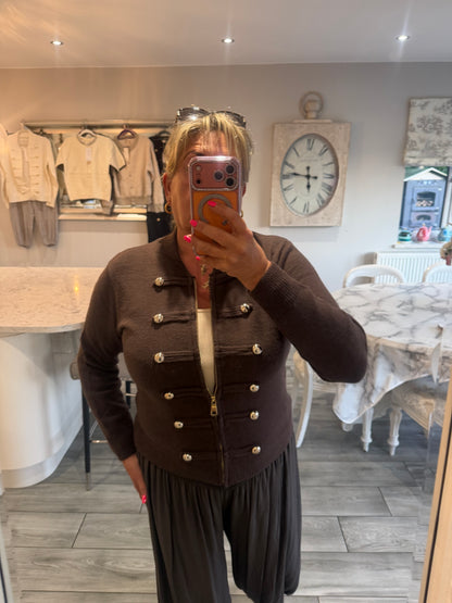 Tina military style zip cardigan/jumper
