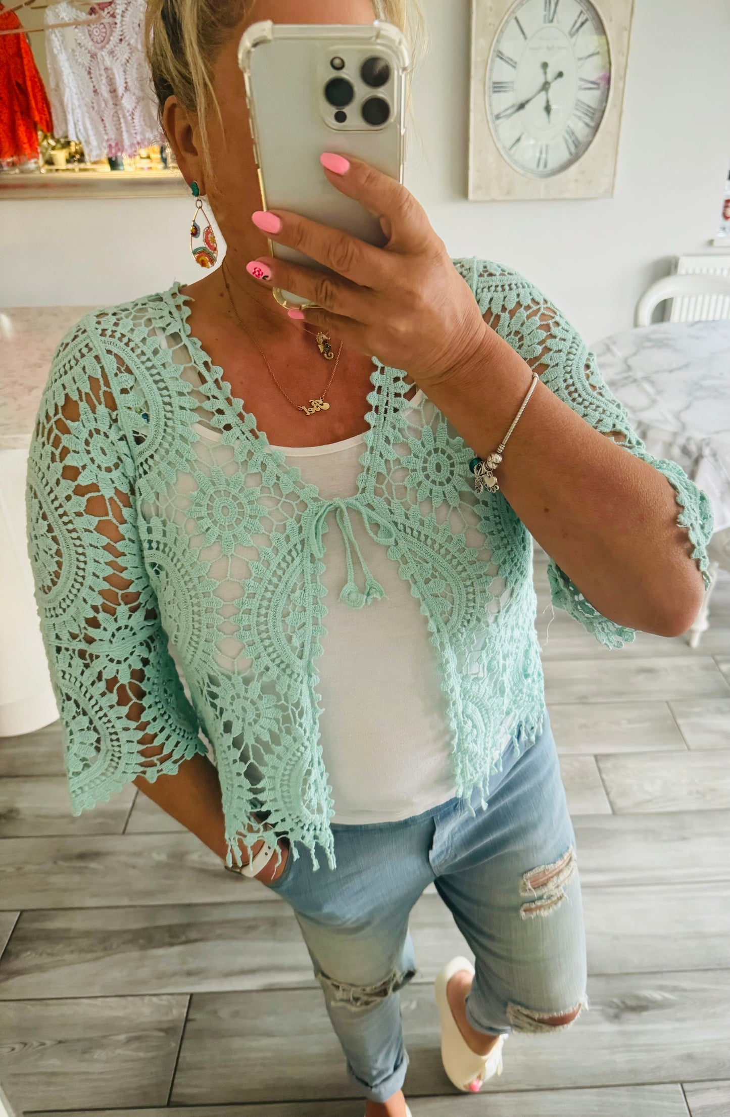 Georgia Crochet Short Open Cardi