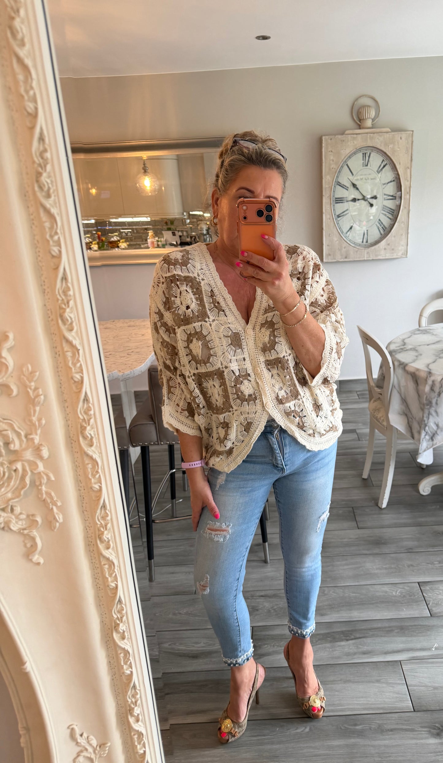 Antigua crochet cardigan top 100% cotton