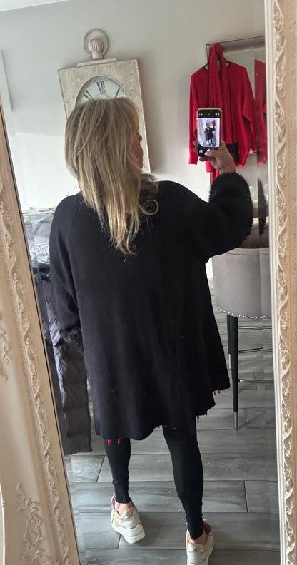Molly cardigan with faux fur cuffs