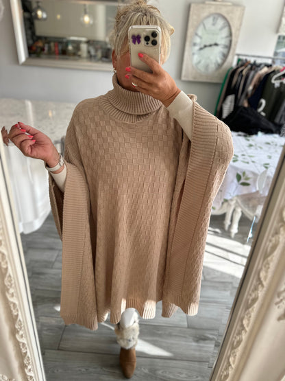 Cora Thin knit High Neck Poncho