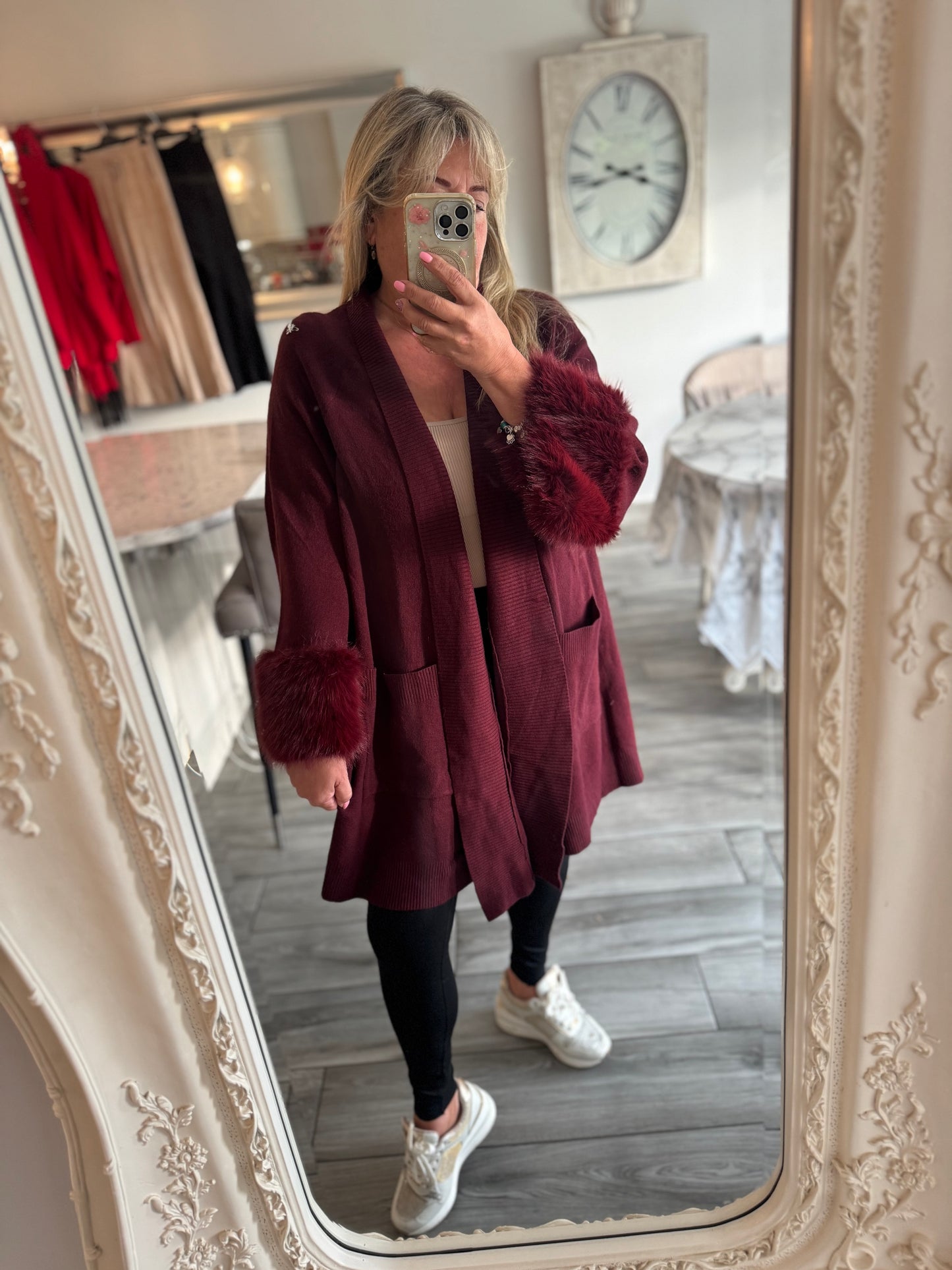 Molly cardigan with faux fur cuffs