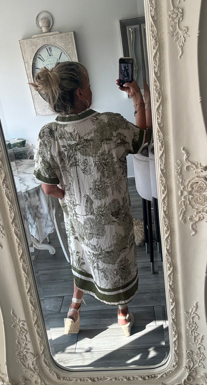 Carina khaki oversize dress with pockets