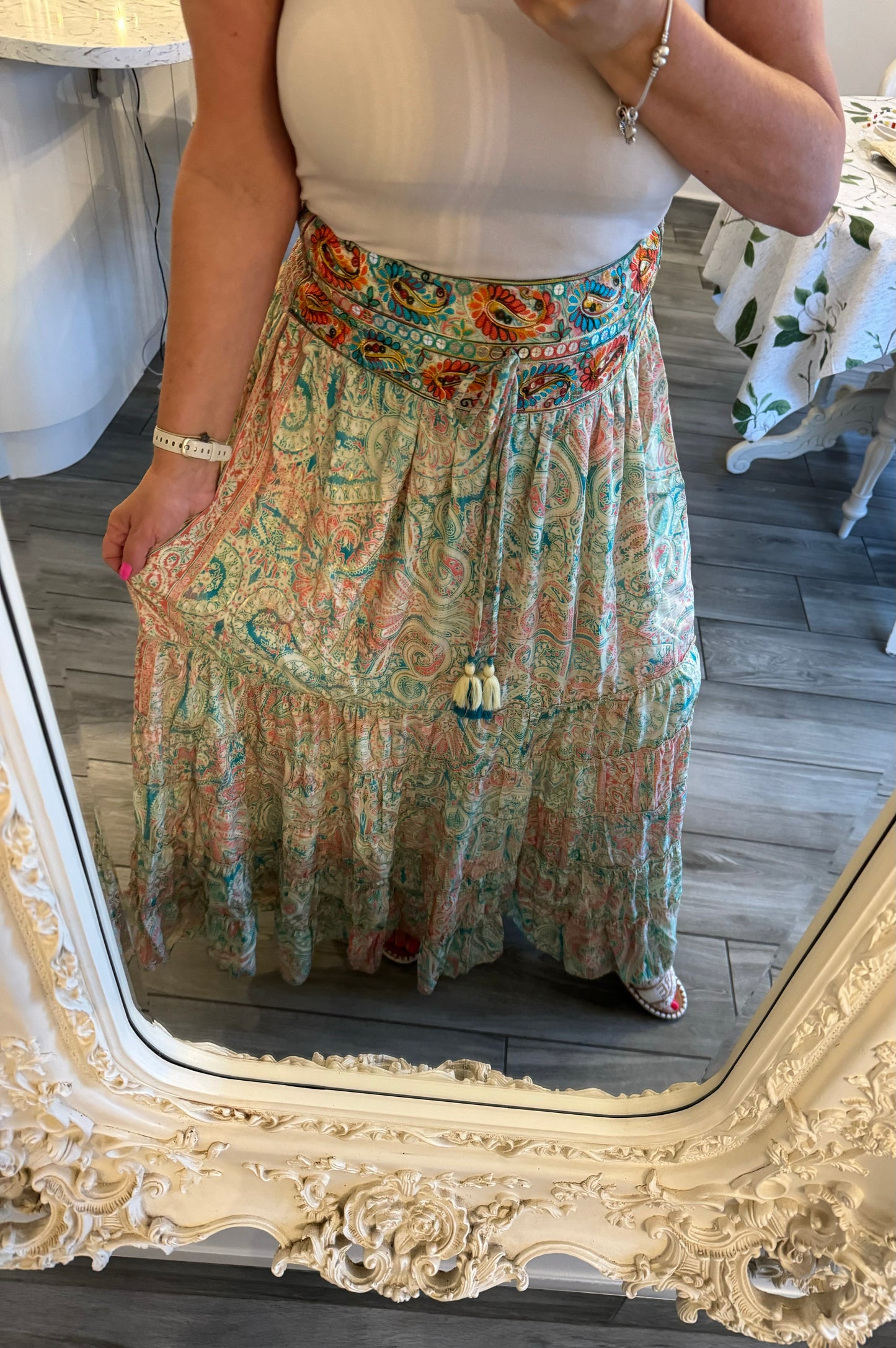 Belli Silk Boho Maxi Silk Skirt