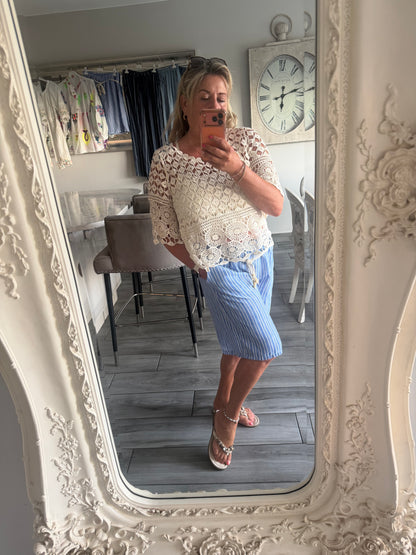 Patty long stripe shorts with loose belt