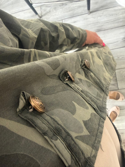 Maggie camo military style open jacket