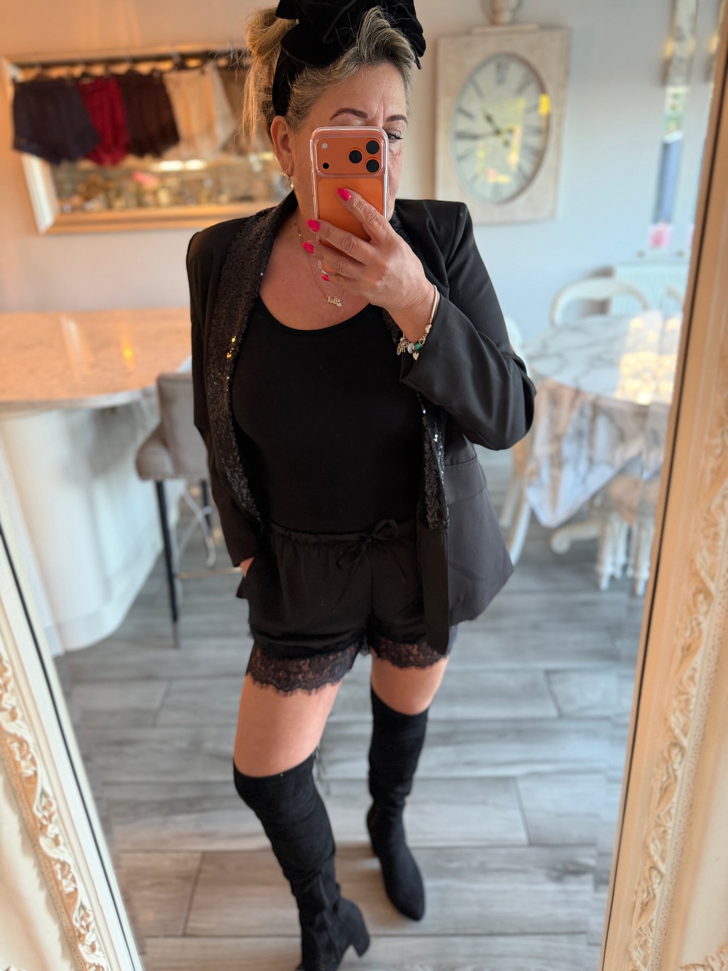 Faye satin lace shorts