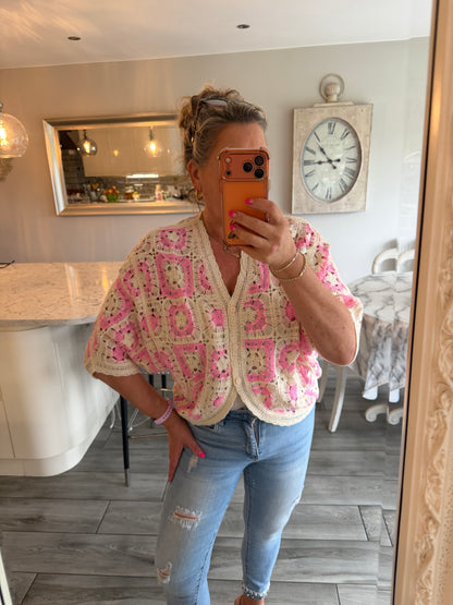 Antigua crochet cardigan top 100% cotton