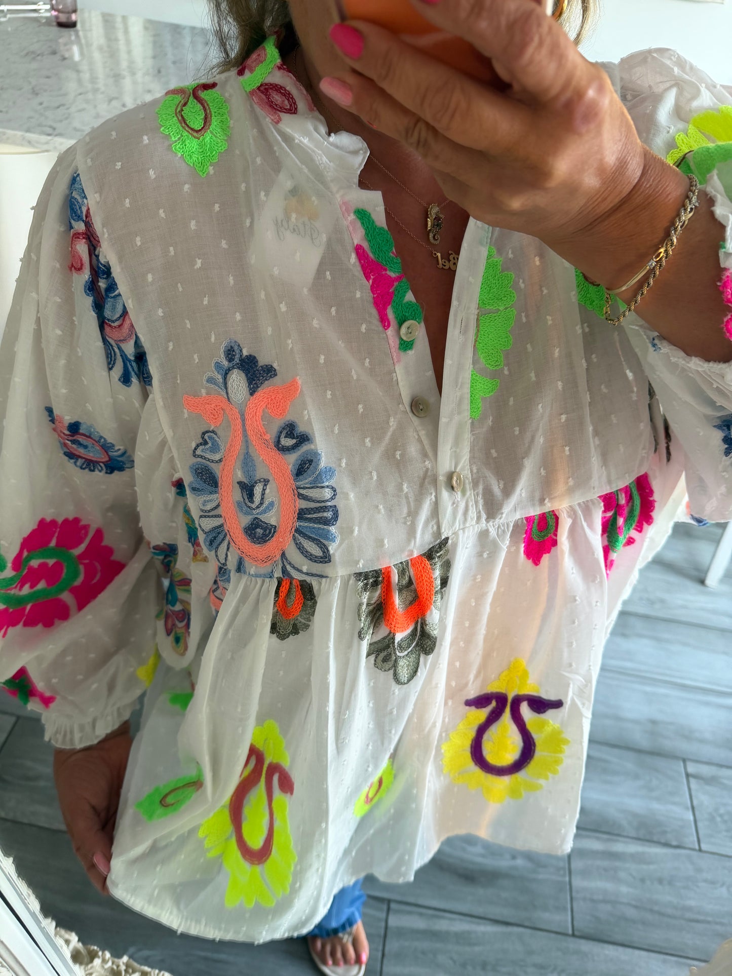 Paris blouse floaty balloon style sleeves