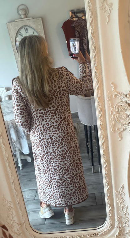 Laura Open cardigan leopard print with pockets