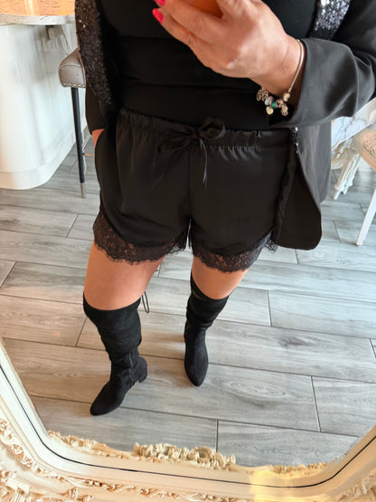 Faye satin lace shorts