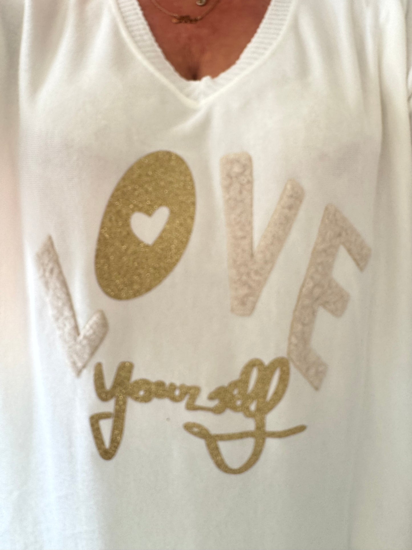 Sharon super soft lightweight jumper/top with slogan love yourself