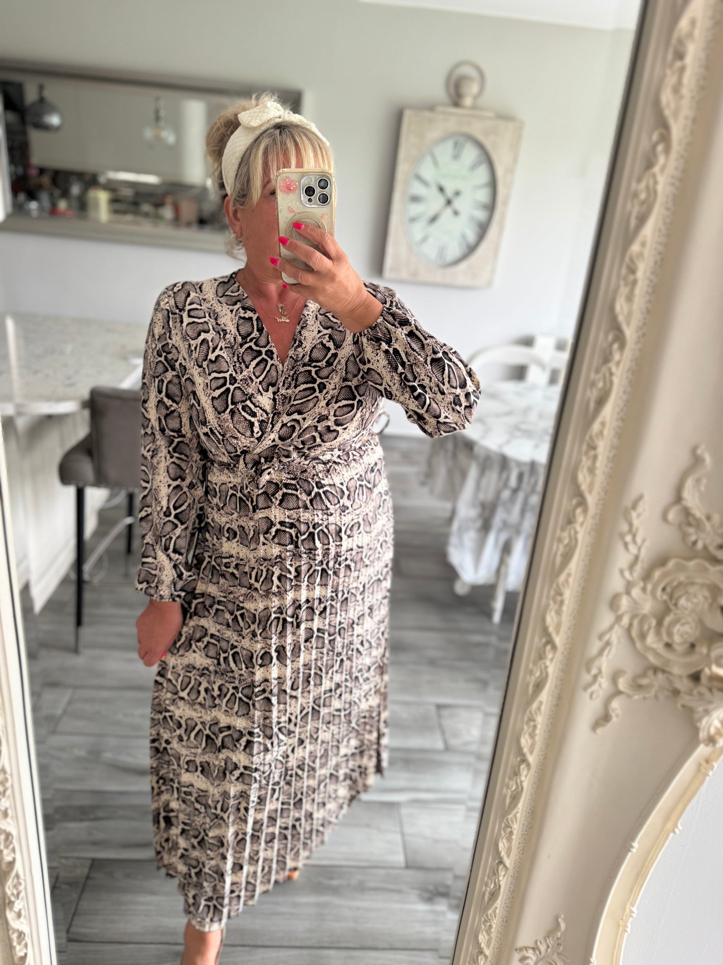 Charlotte wrap dress with plisse skirt