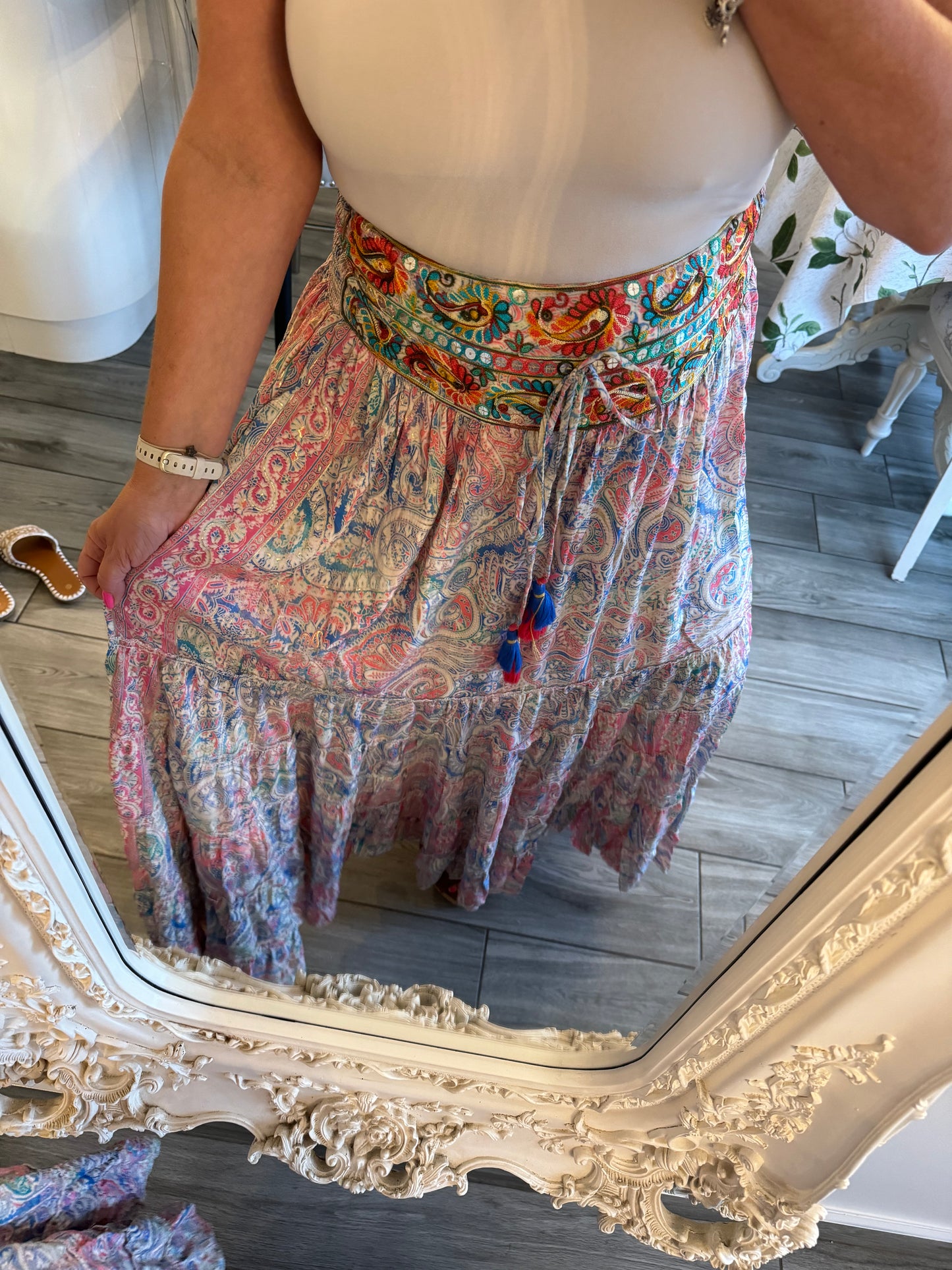 Belli Silk Boho Maxi Silk Skirt