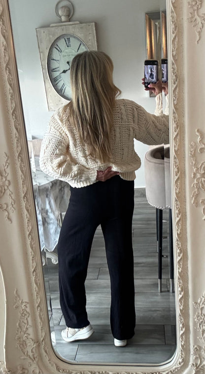 Carol thin knit straight leg trousers