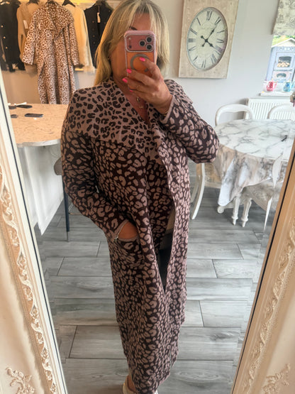 Laura Open cardigan leopard print with pockets
