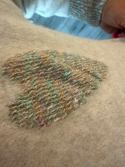 Georgia cardigan/jumper with multi coloured heart detail and trim
