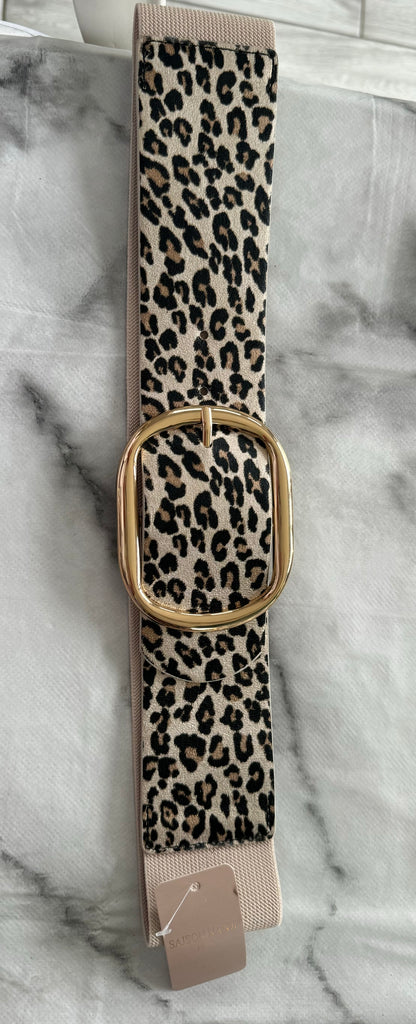 Mirella leopard Elasticated gold buckle belt