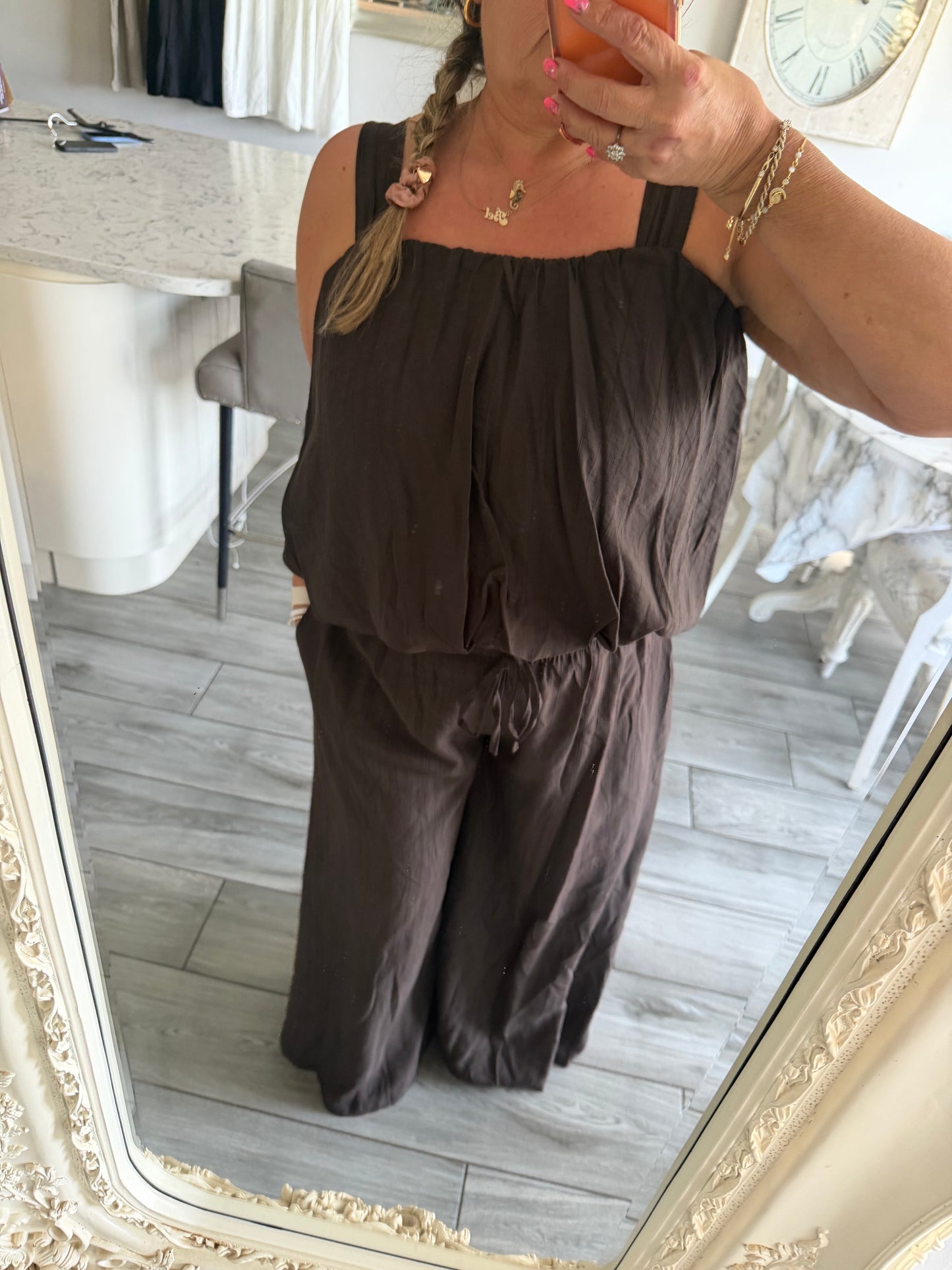 Sydney wide leg 2 piece set bubble vest top