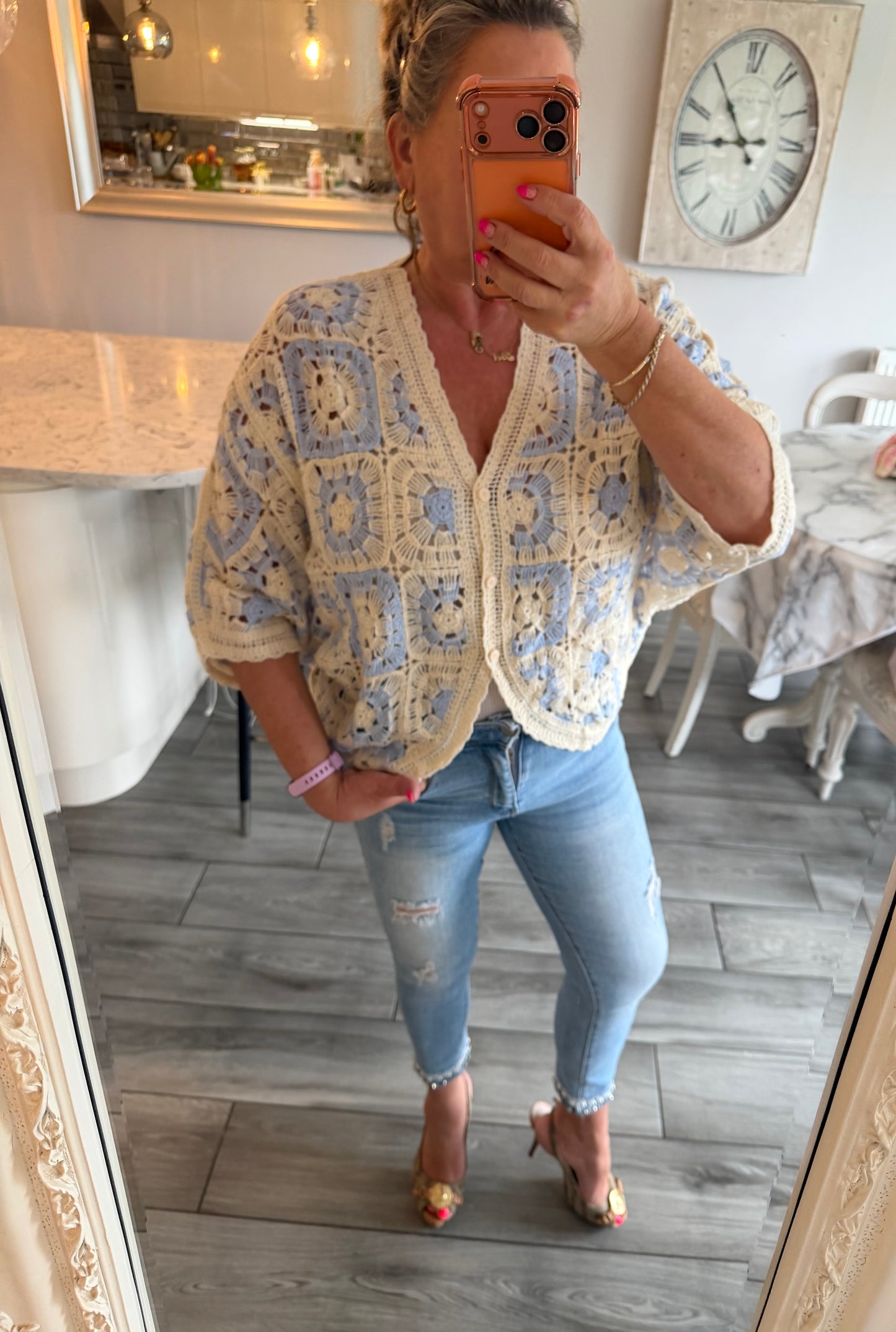 Antigua crochet cardigan top 100% cotton