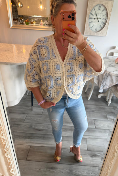 Antigua crochet cardigan top 100% cotton