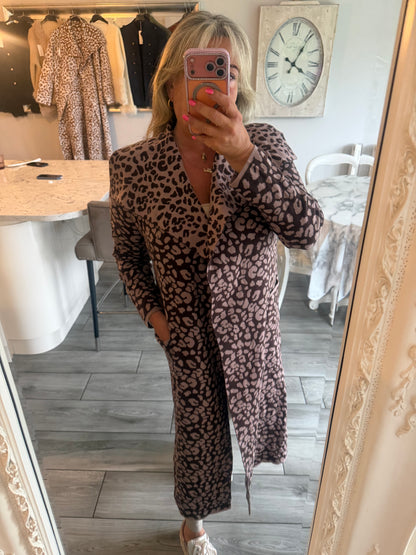 Laura Open cardigan leopard print with pockets