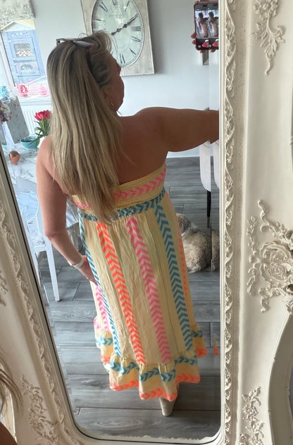 Monica Shirred top cotton mix sundress