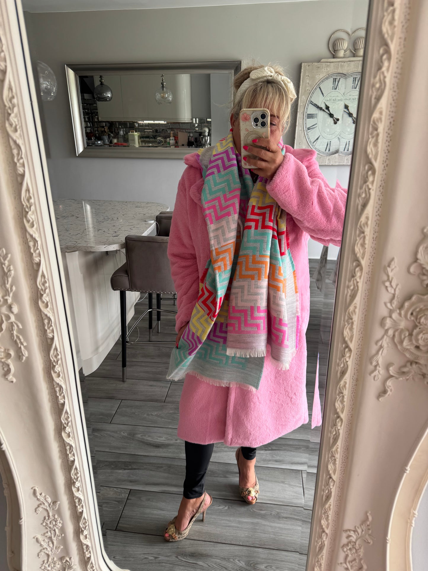 Hannah zig zag multi colour luxury scarf by Alex Max