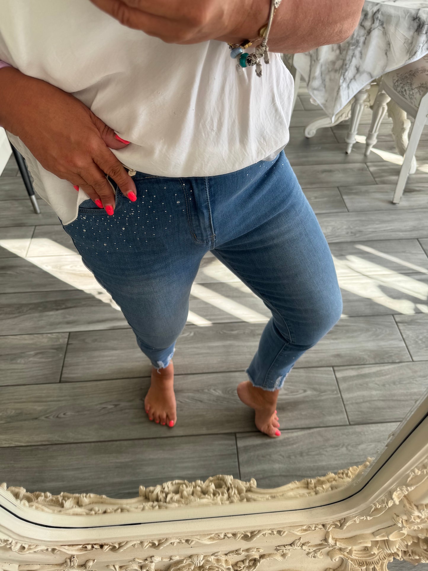 Sienna push up stretch jeans with crystal detail