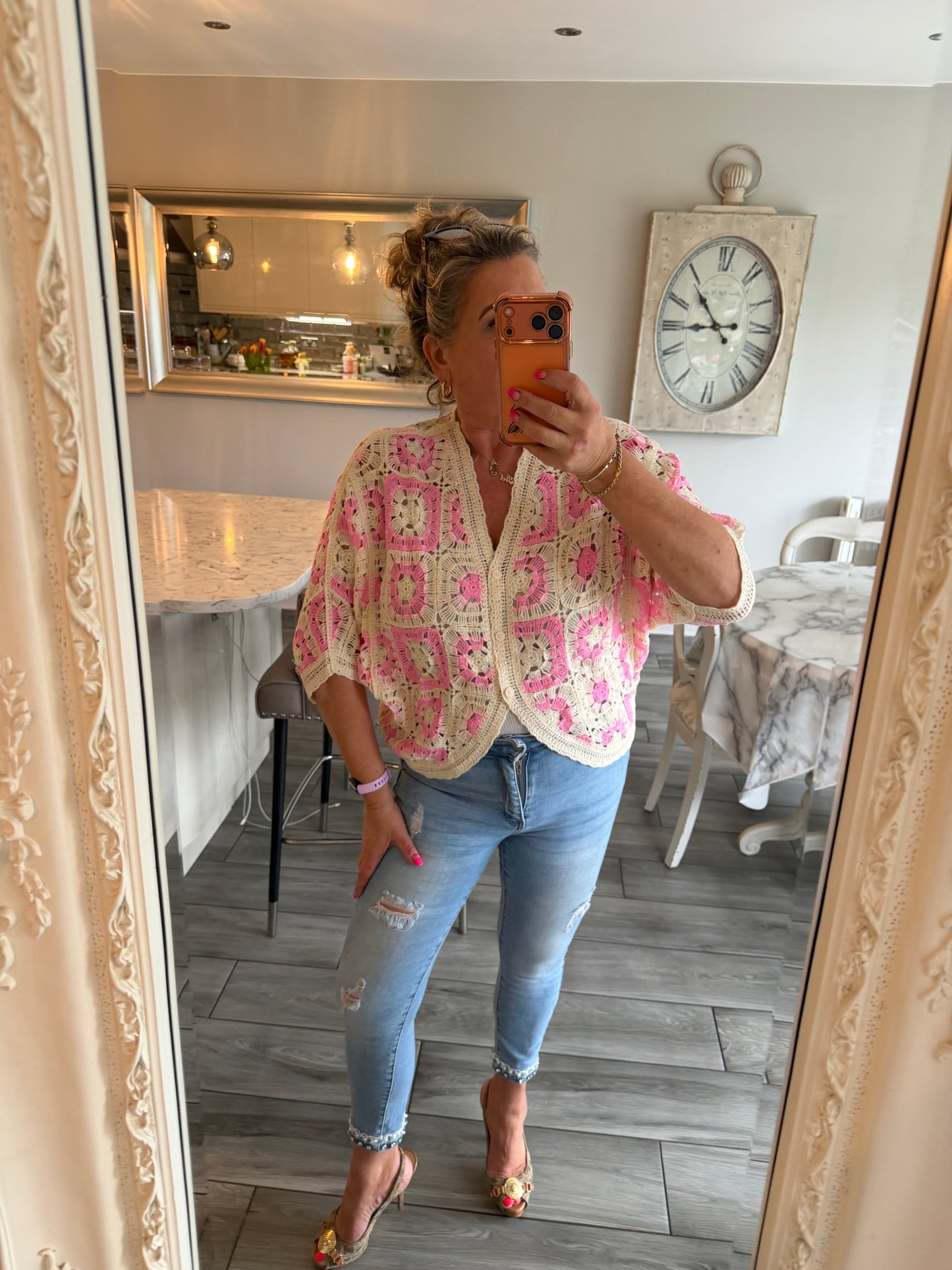 Antigua crochet cardigan top 100% cotton