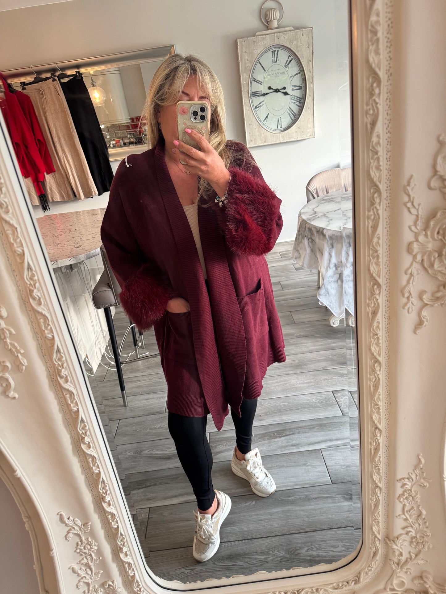 Molly cardigan with faux fur cuffs