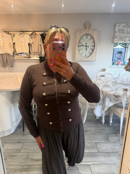 Tina military style zip cardigan/jumper