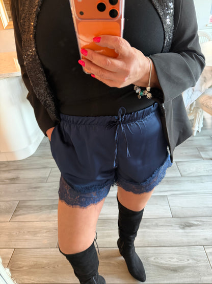 Faye satin lace shorts