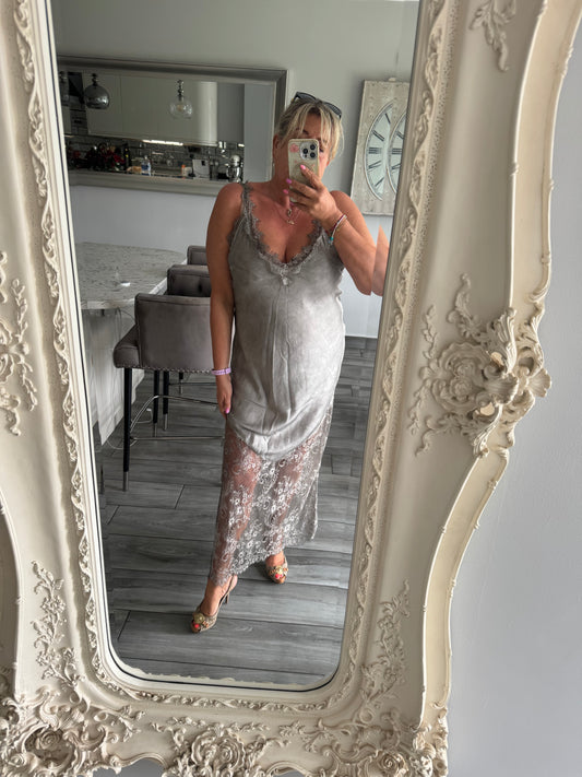 Keely satin lace dress