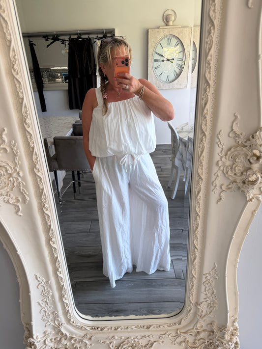 Sydney wide leg 2 piece set bubble vest top