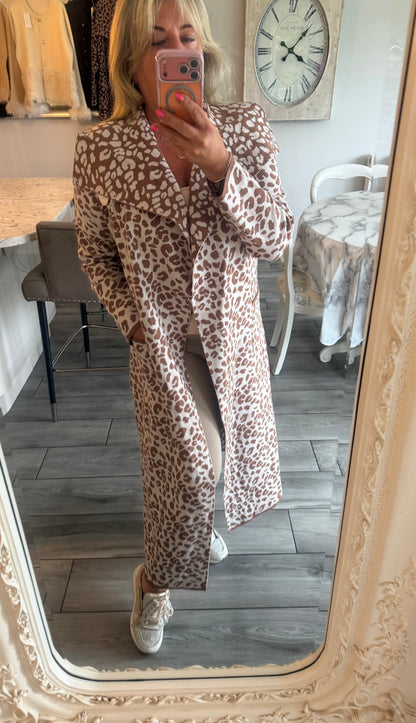 Laura Open cardigan leopard print with pockets