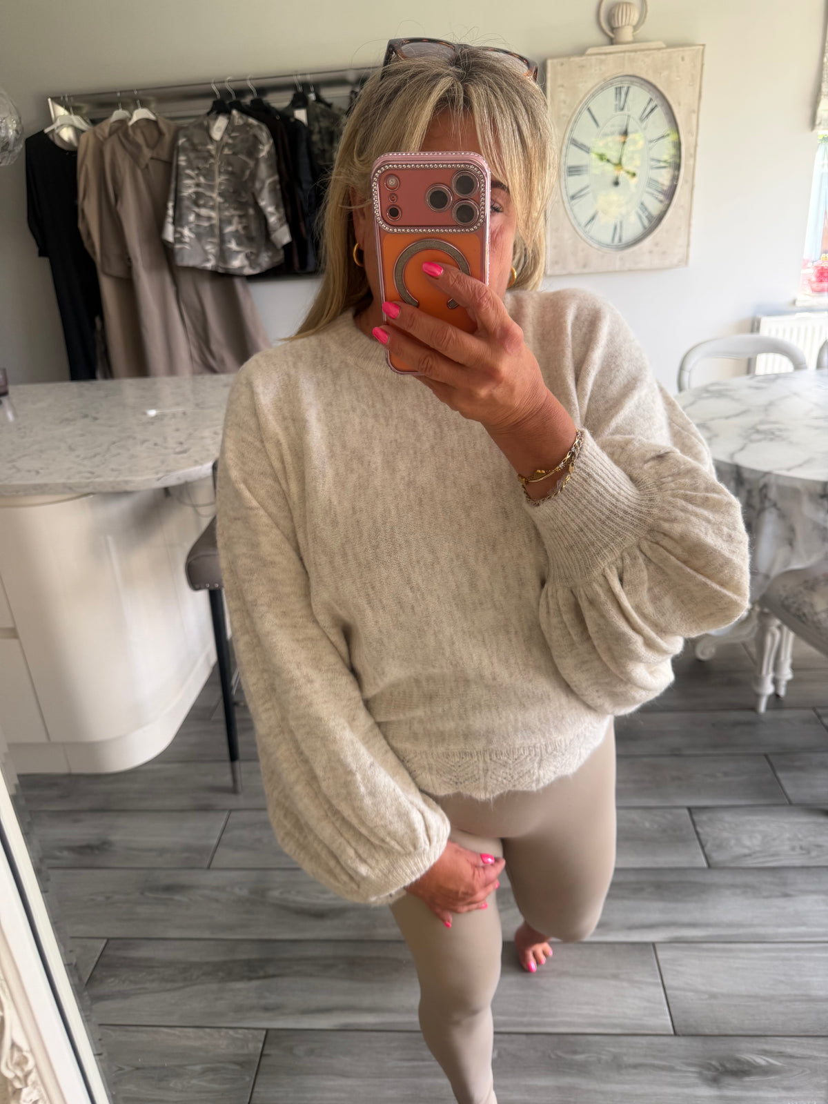Becca lightweight balloon sleeve jumper