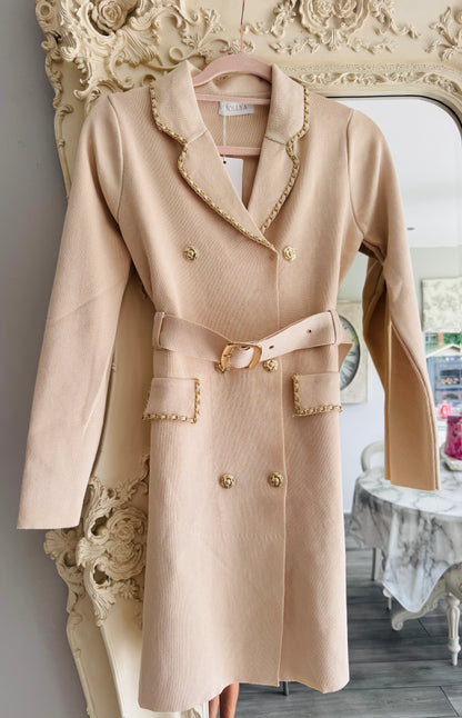 Ella smart short dress gold chanelesque chain detail