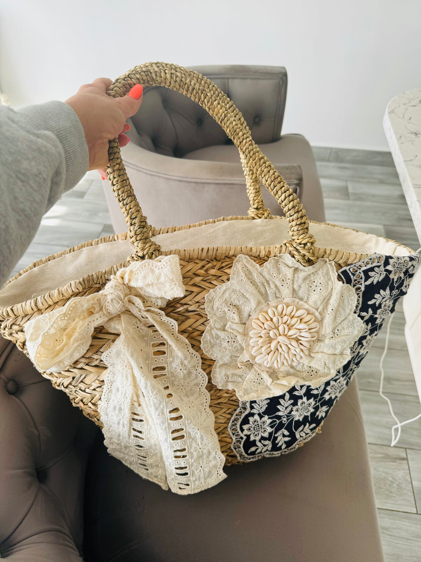 Martha Large Shopper/Beach Bag with zip closure