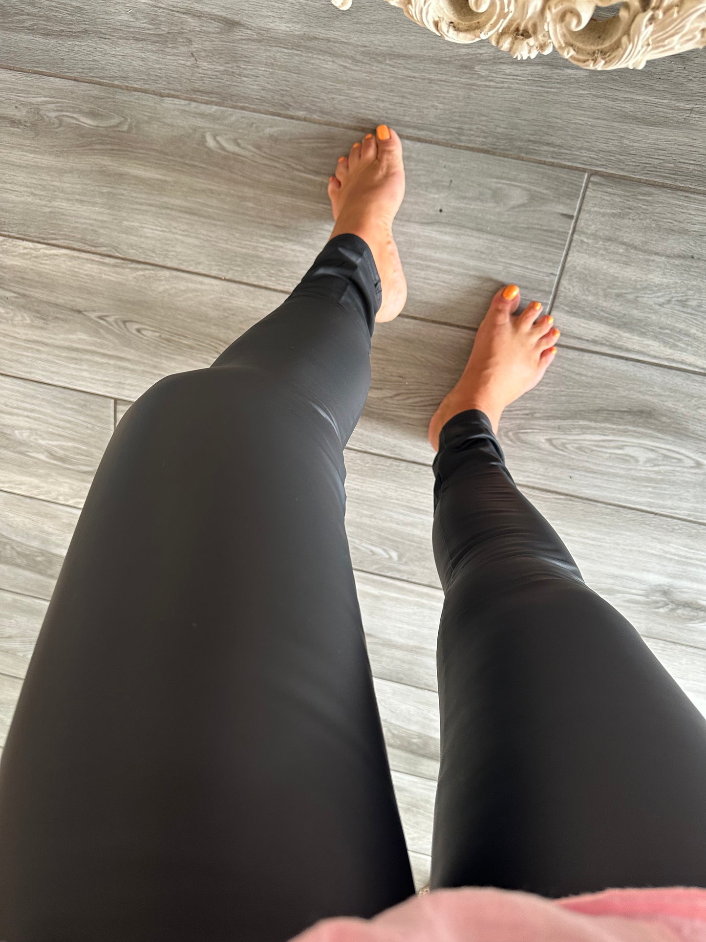 Black You & Me Leatherette Leggings