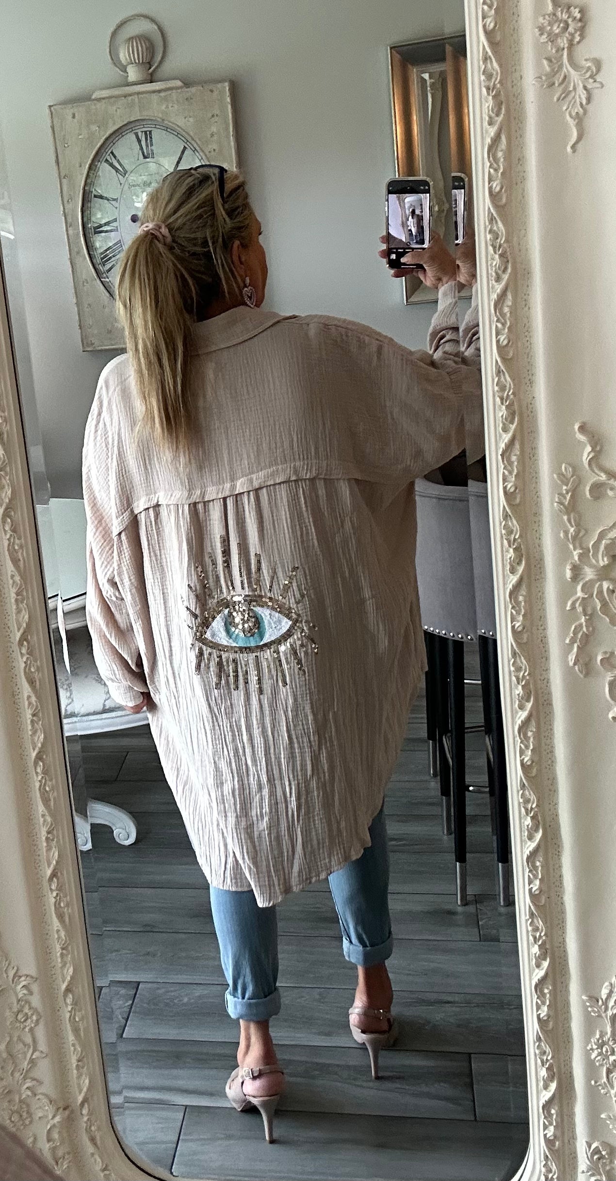 Evil Eye Oversized Cheesecloth Shirt Ciao Bel Boutique