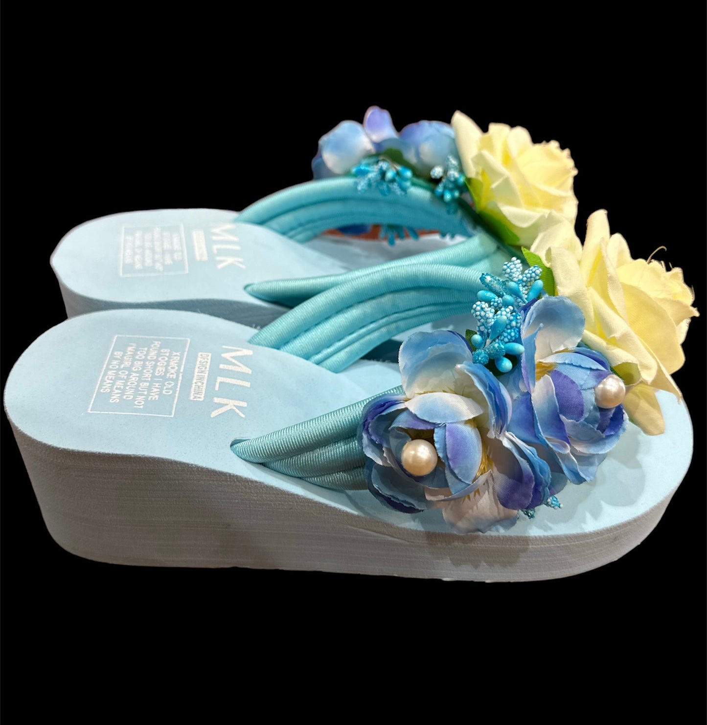 Eden floral wedge flip flops