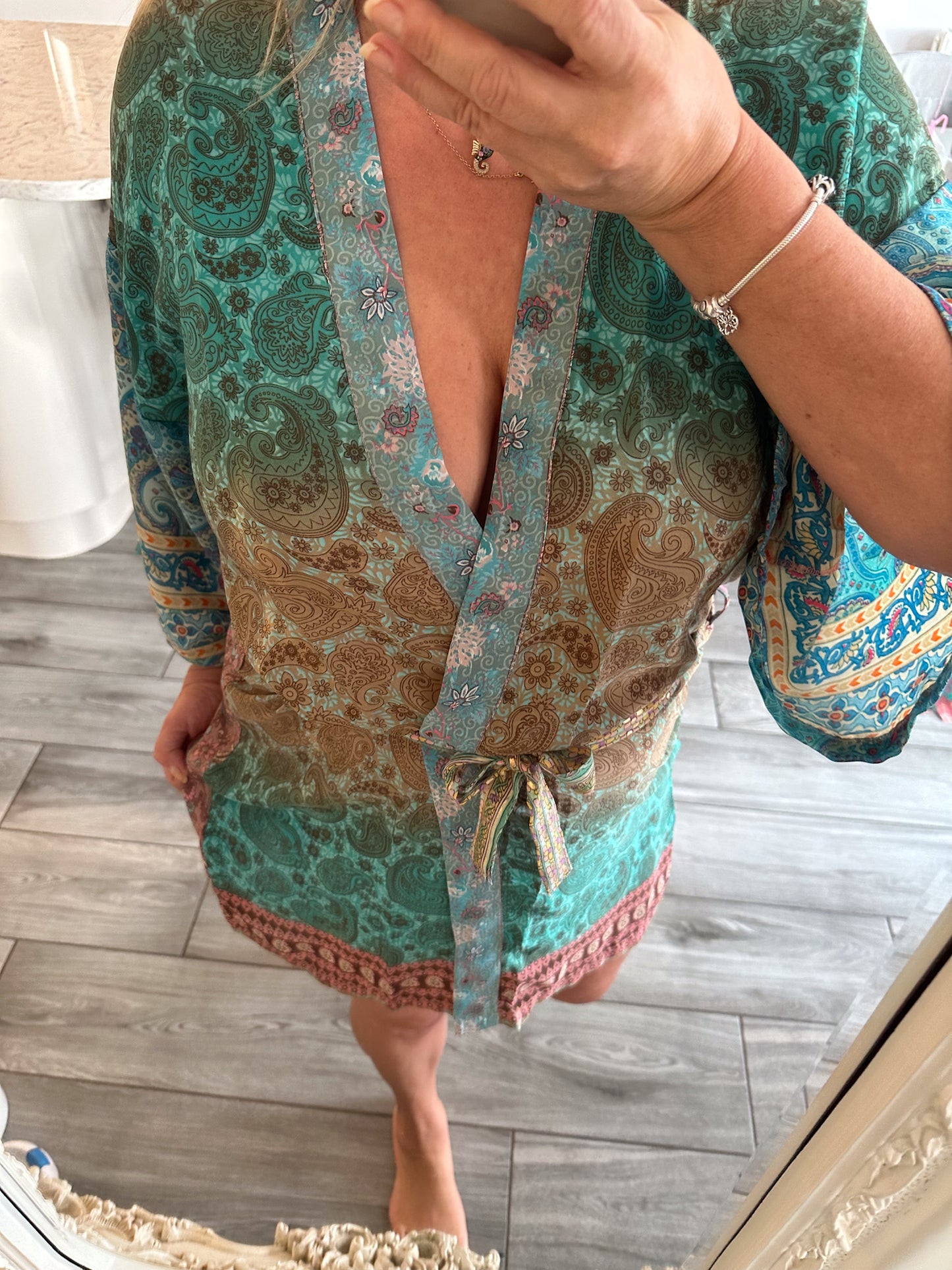 Ruby Silk Short Kimono