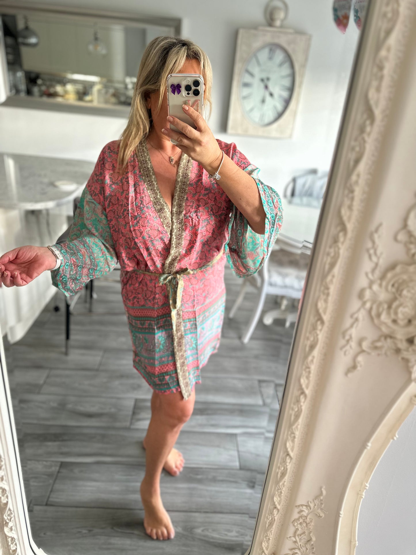 Ruby Silk Short Kimono