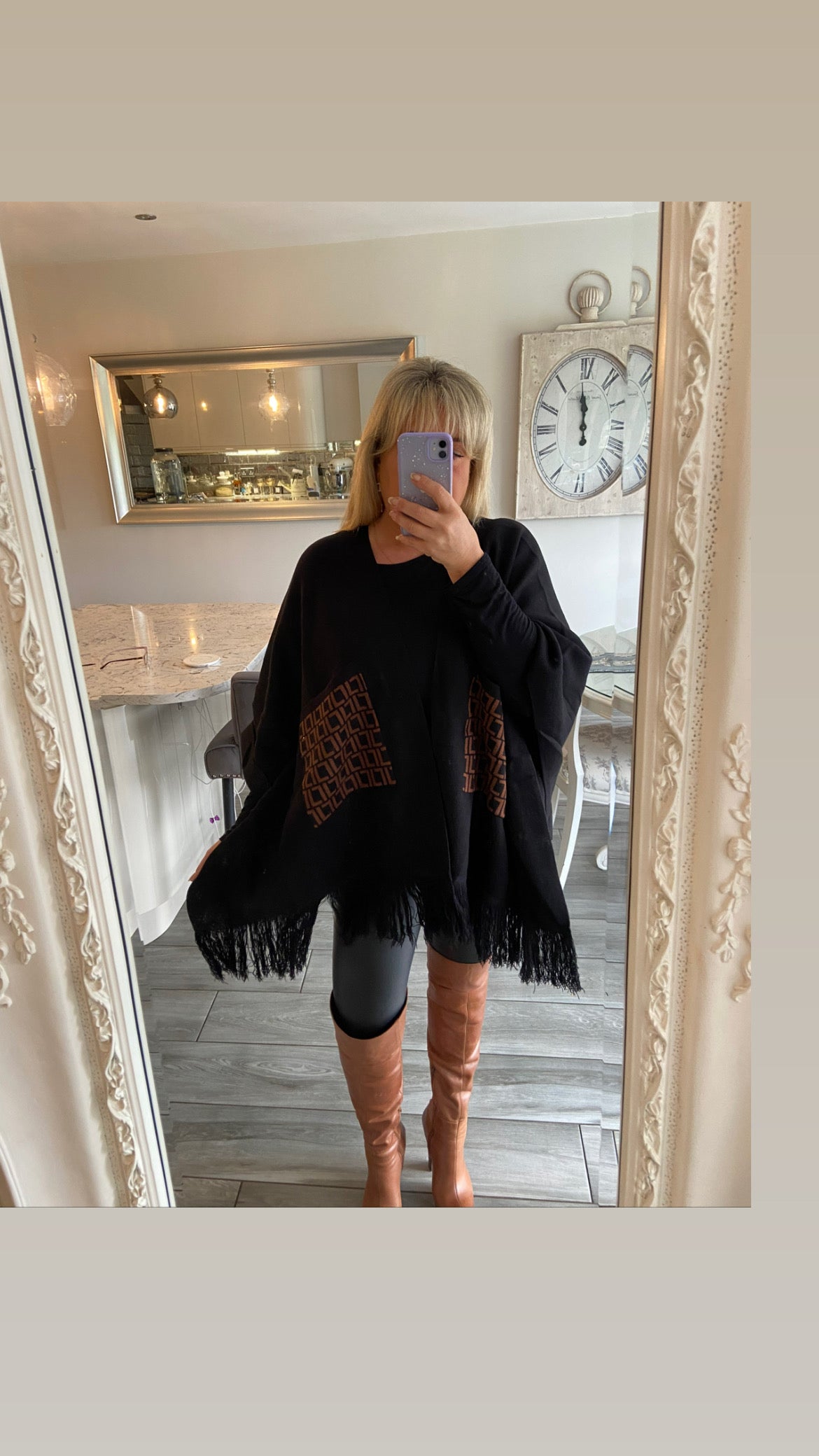 Fringe Shawl With Pockets