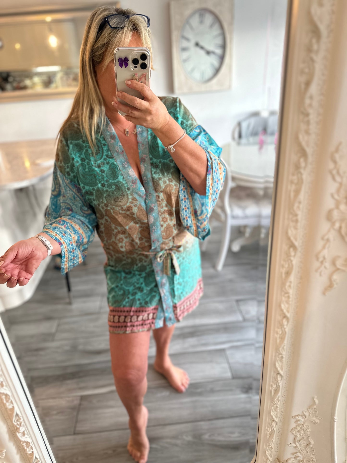 Ruby Silk Short Kimono