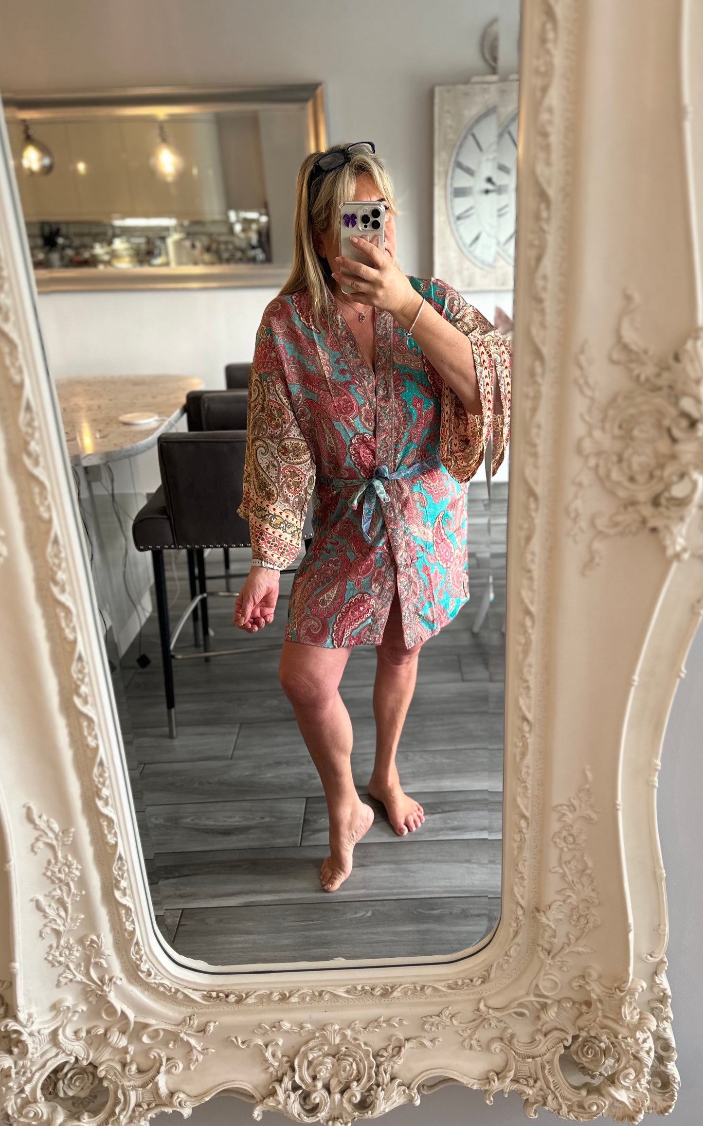 Ruby Silk Short Kimono