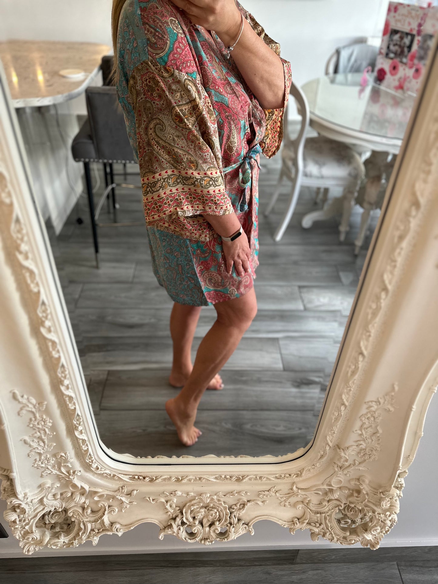 Ruby Silk Short Kimono