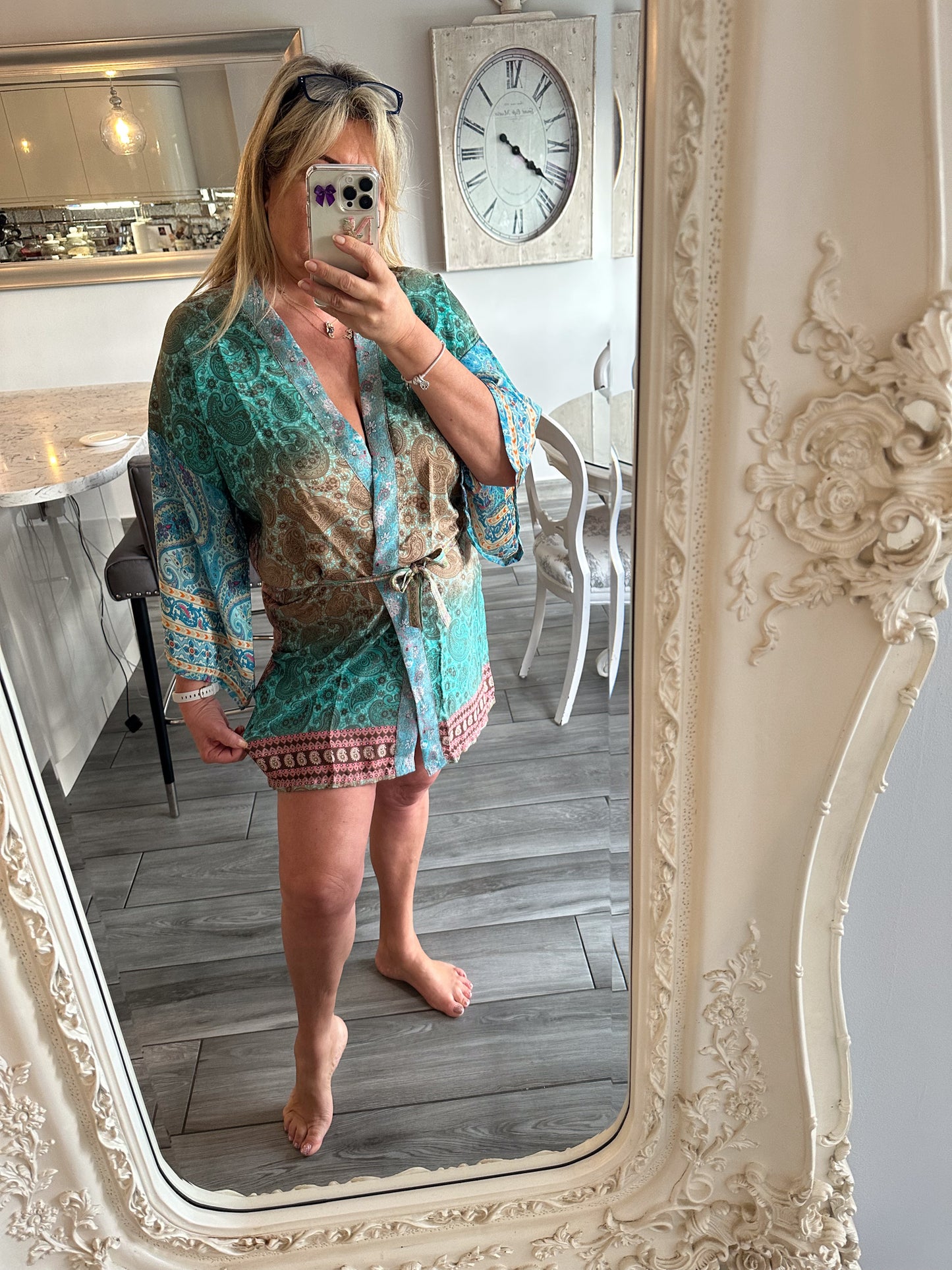 Ruby Silk Short Kimono