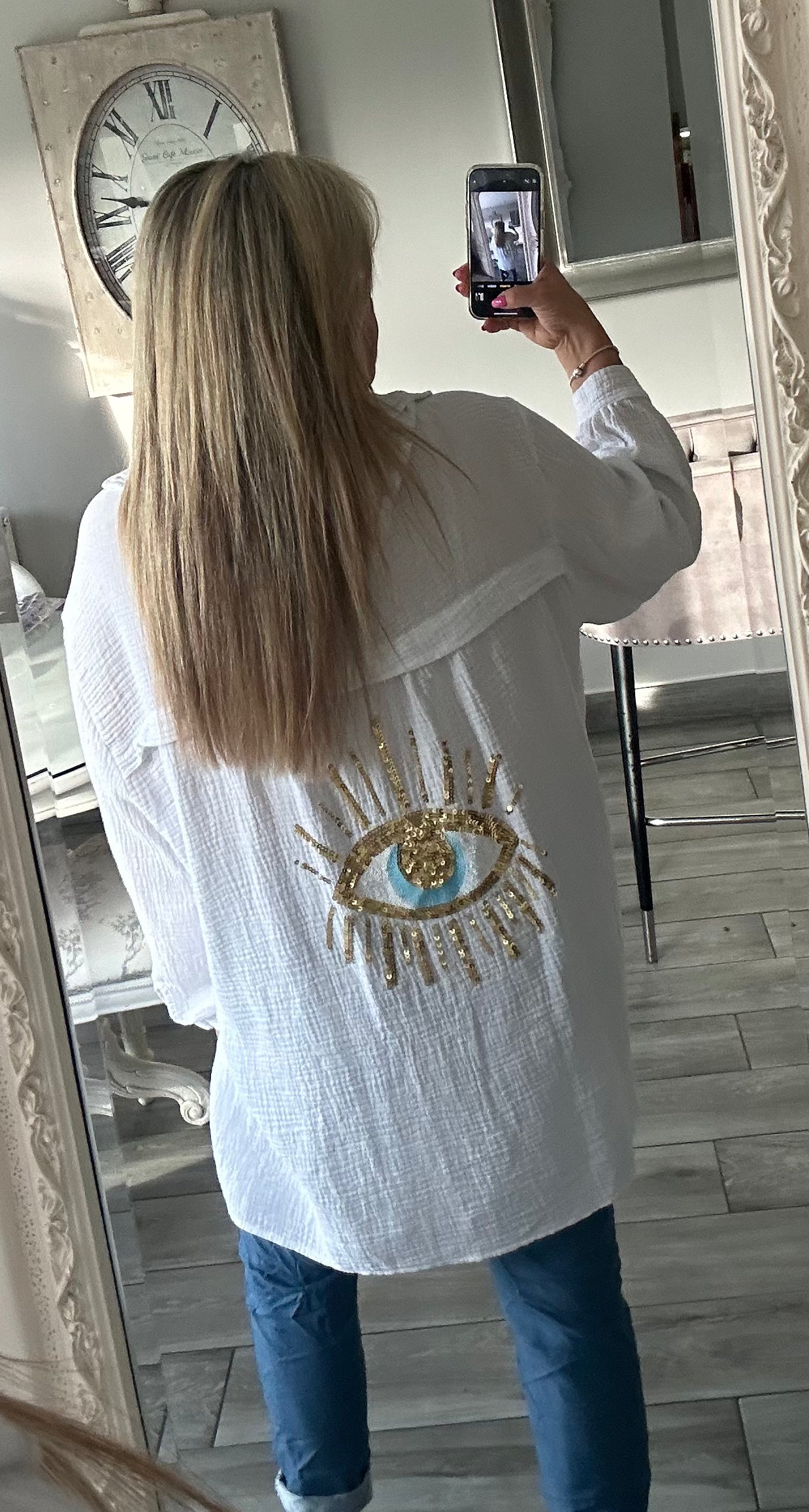 Evil Eye Oversized Cheesecloth Shirt Ciao Bel Boutique